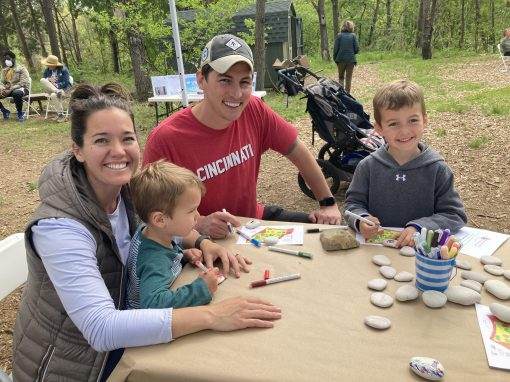 A family enjoying botanical garden create with nature program