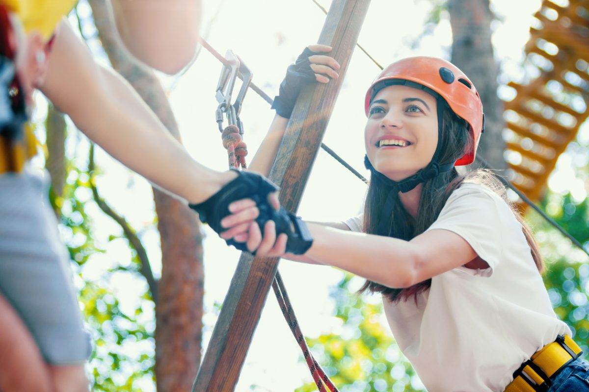 Camp ropes course teen