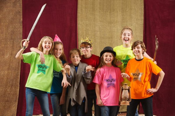youth doing theatre with counselors at art camp in virginia