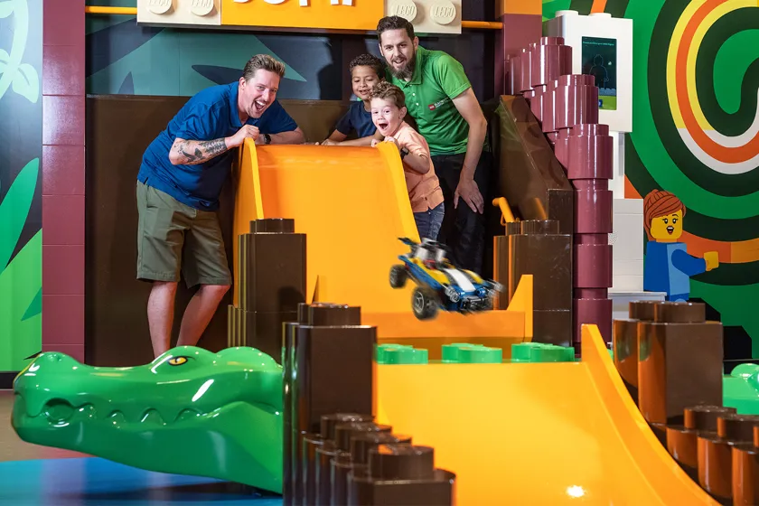 Lego Discovery Center Washington DC Racing A Car on huge ramp